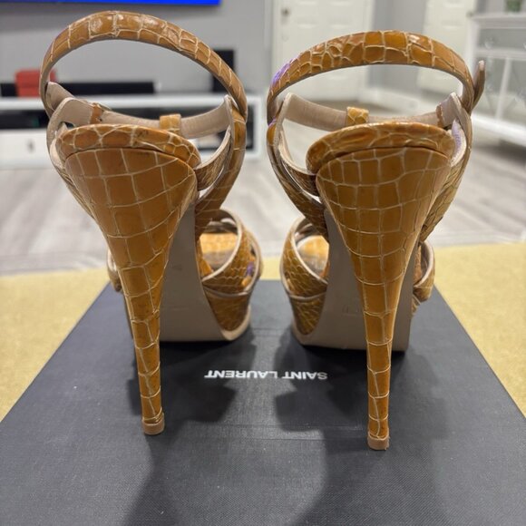 YSL Saint Laurent Tribute High Heels Croc Embossed Yellow - Picture 4 of 5